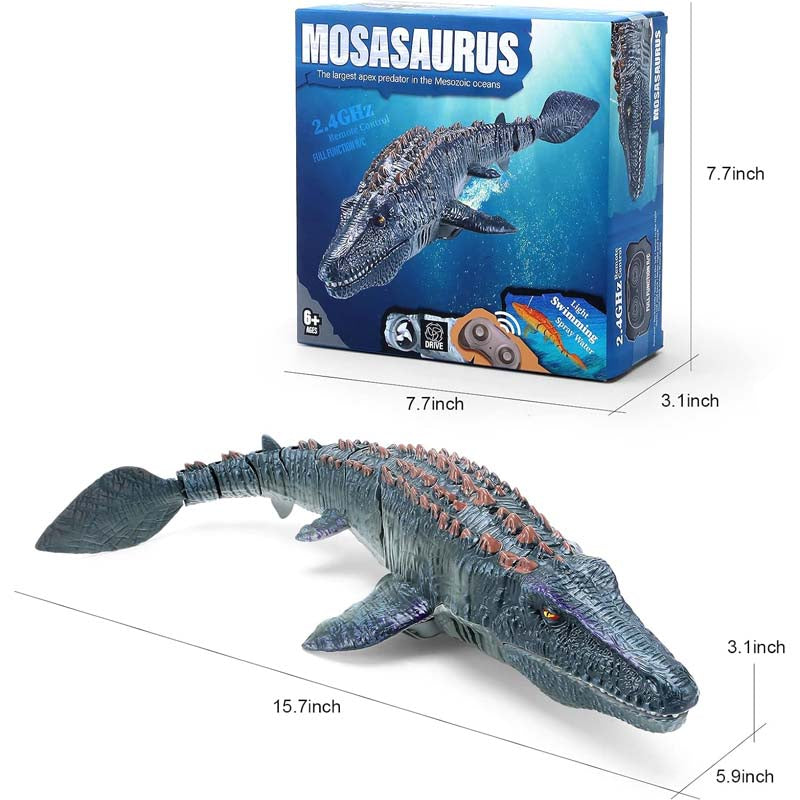 Mosasaurus Dinosaur Toys, Upgrade Remote Control Water Toy, Pool Toys for Kids Ages 4-8, RC Dino with Light and Spray