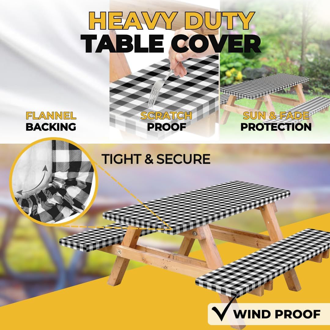 Outdoor picnic table three-piece set waterproof, oil-proof and stain-resistant table and chair covers