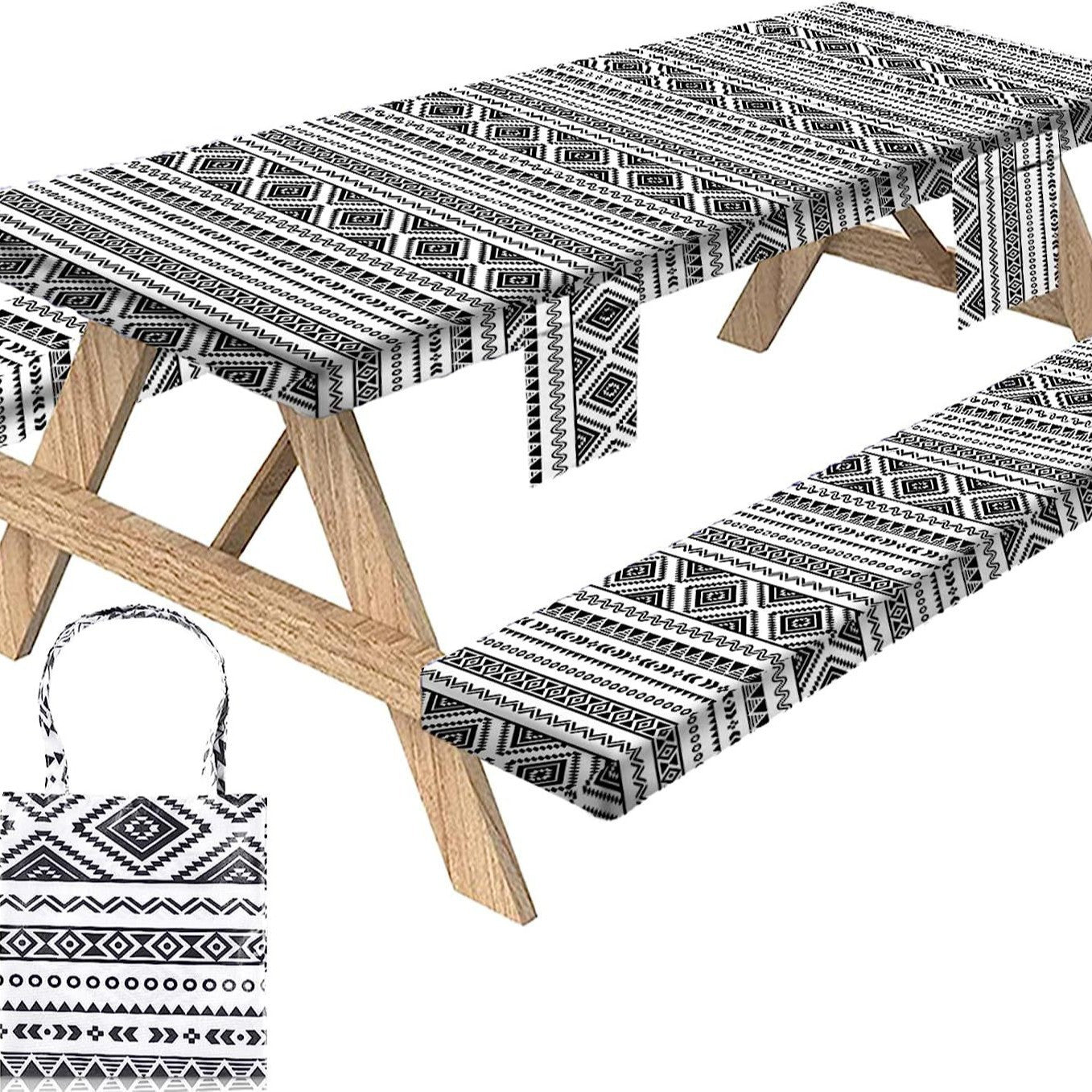 Outdoor picnic table three-piece set waterproof, oil-proof and stain-resistant table and chair covers