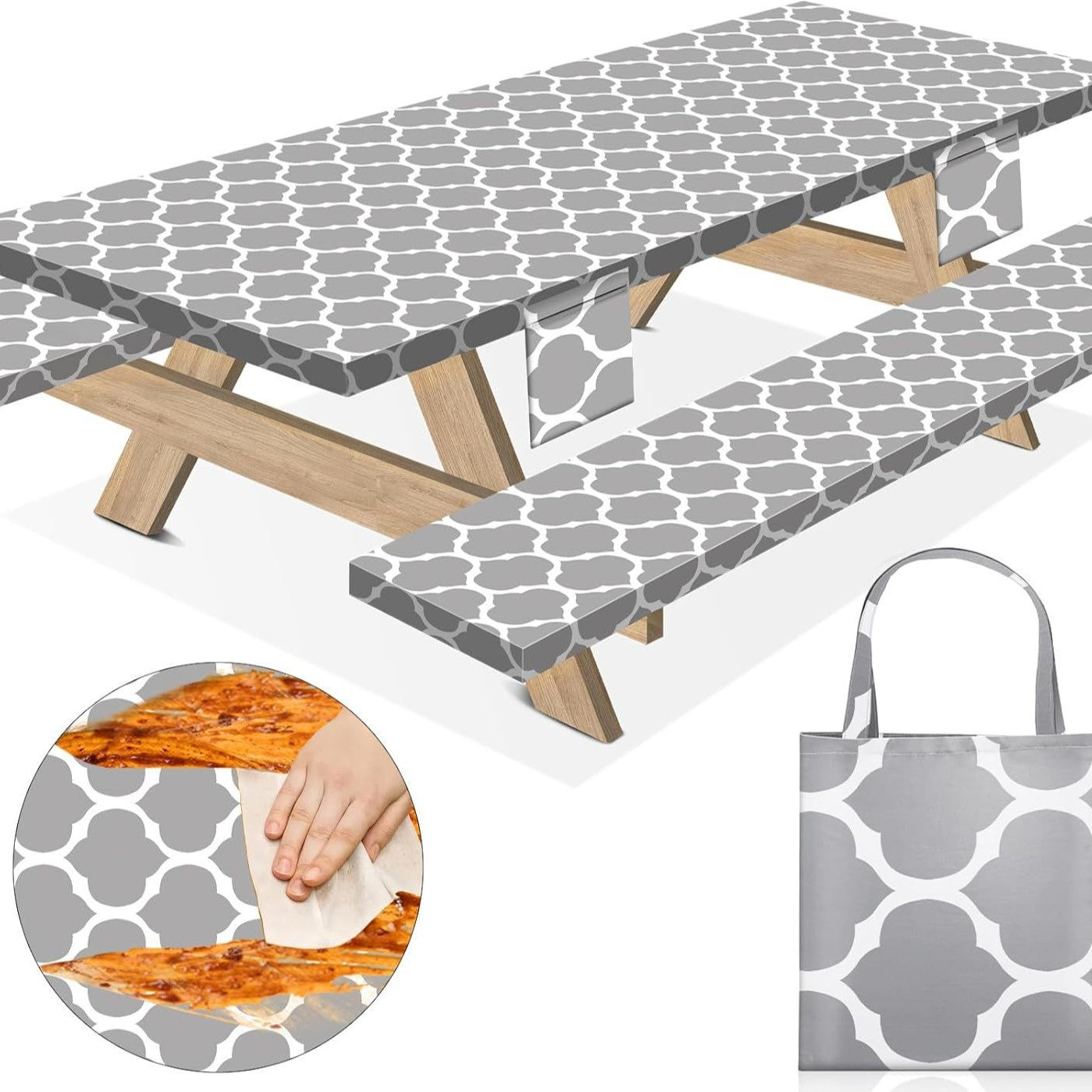Outdoor picnic table three-piece set waterproof, oil-proof and stain-resistant table and chair covers