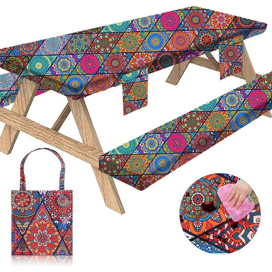 Outdoor picnic table three-piece set waterproof, oil-proof and stain-resistant table and chair covers