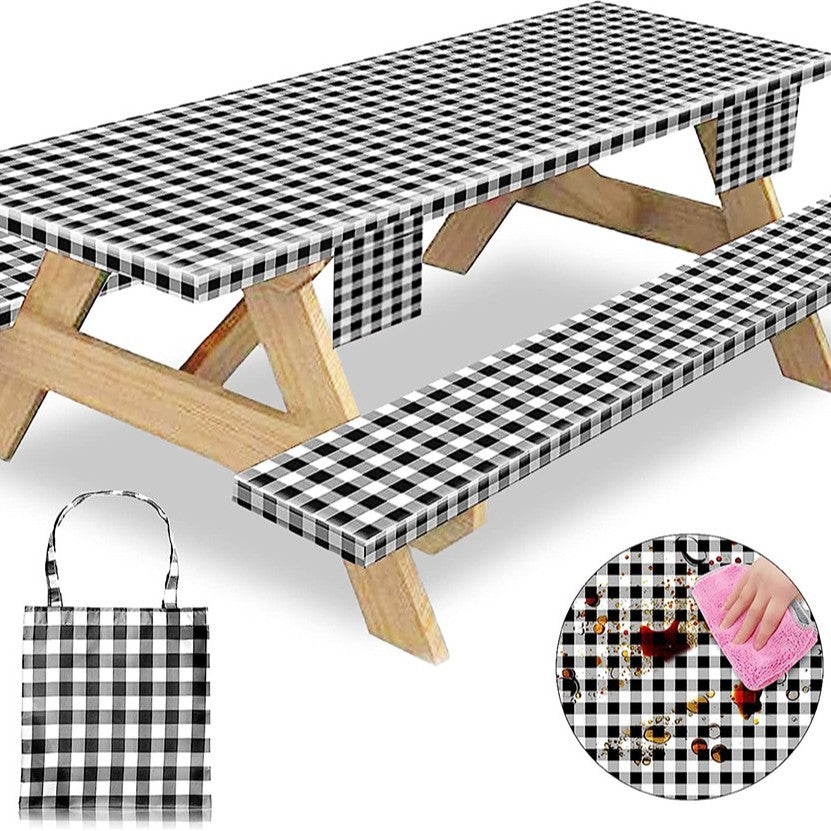 Outdoor picnic table three-piece set waterproof, oil-proof and stain-resistant table and chair covers