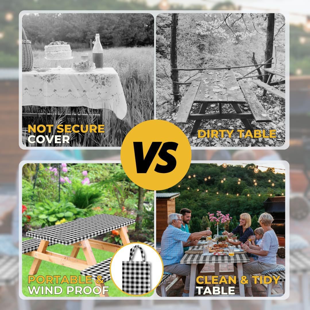 Outdoor picnic table three-piece set waterproof, oil-proof and stain-resistant table and chair covers