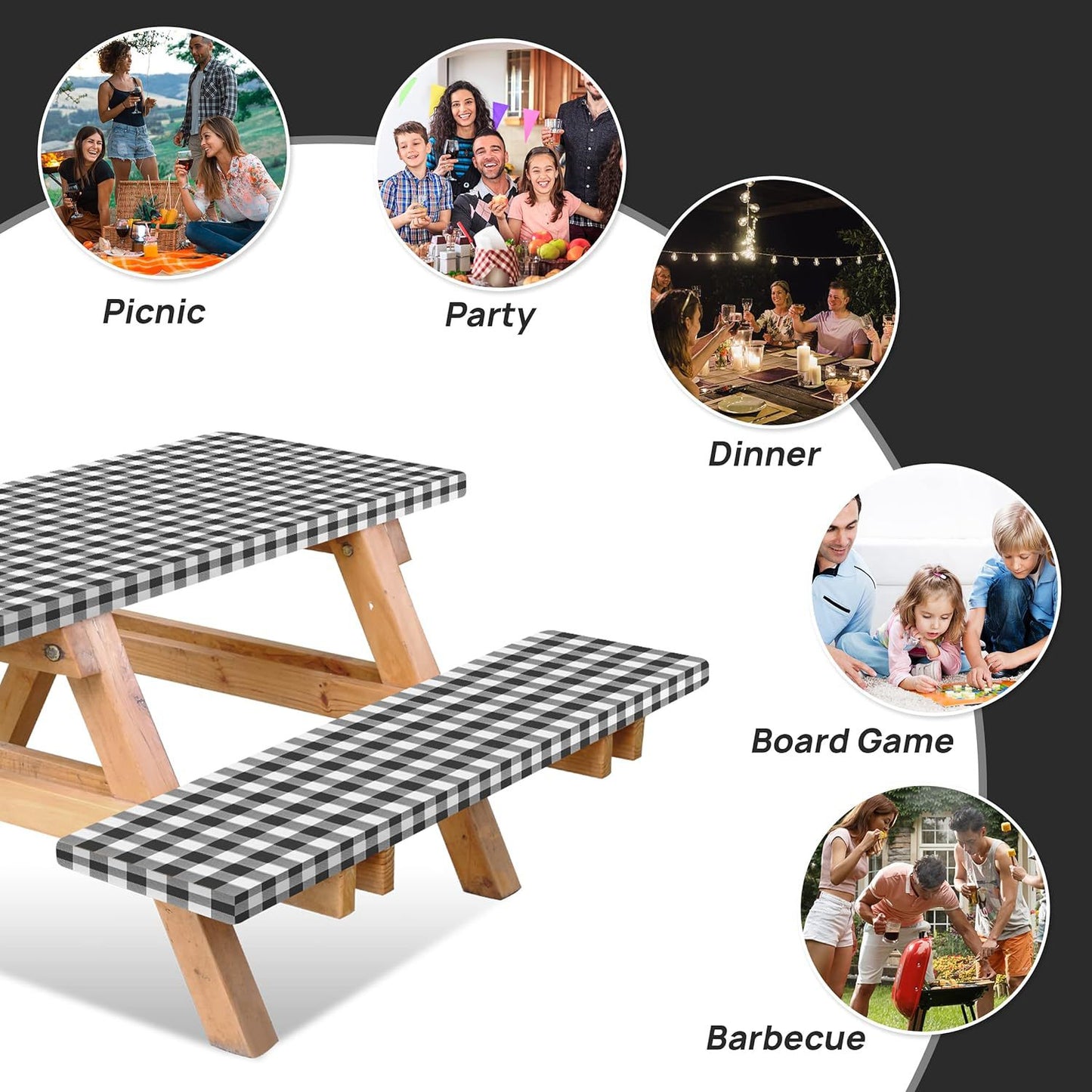 Outdoor picnic table three-piece set waterproof, oil-proof and stain-resistant table and chair covers
