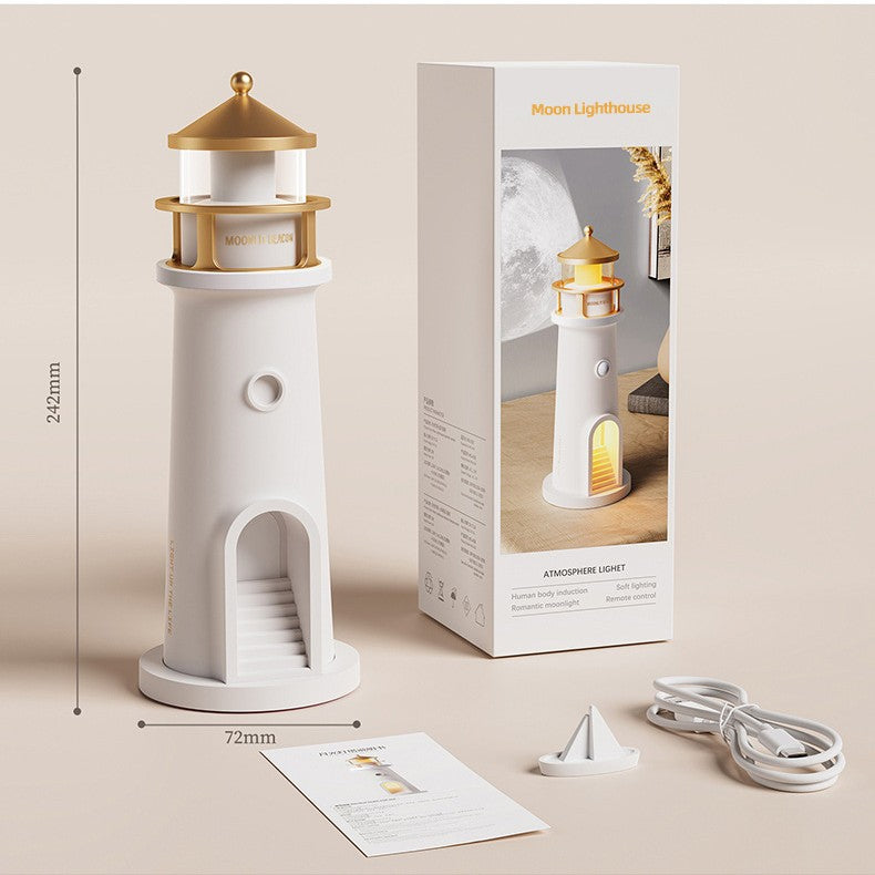 Moonlight lighthouse projection lamp atmosphere bedroom bedside with sleeping night light