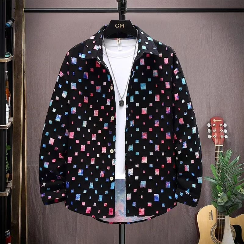 Men's Vintage Plaid Lapel Ripped Shirt