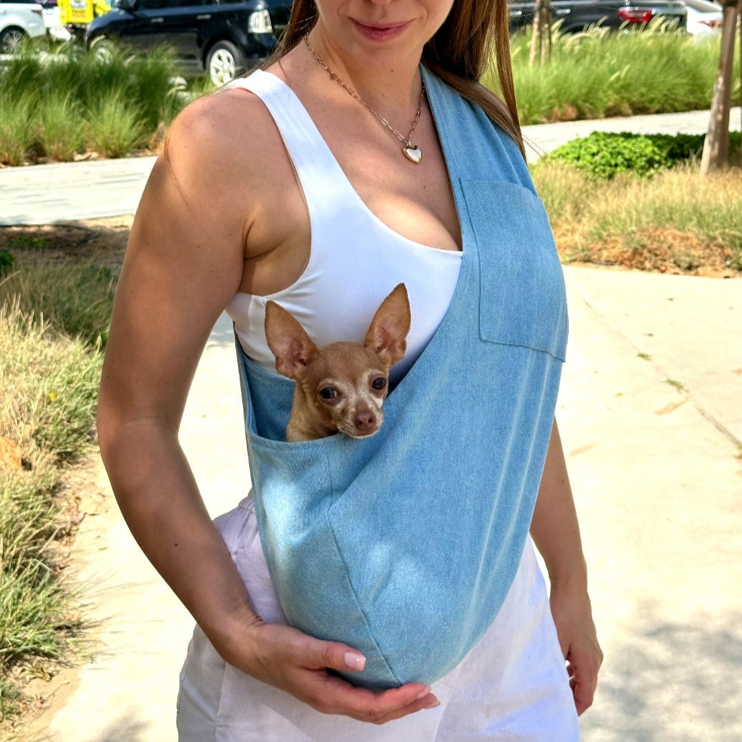 Denim Pet Sling Carrier - Up to 20 lbs / 9 kg (Spring/Summer)