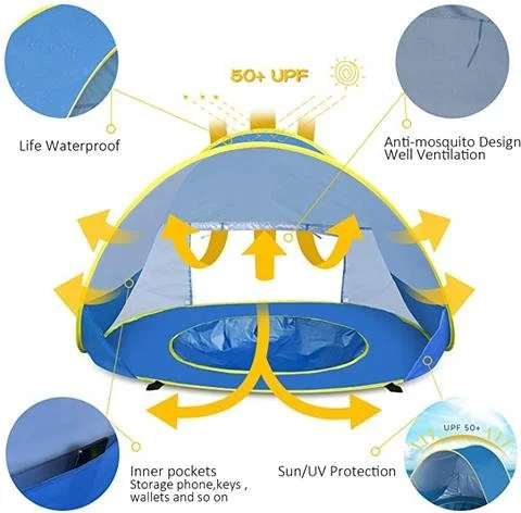 Baby Beach Shelter Tent with Folding Pool