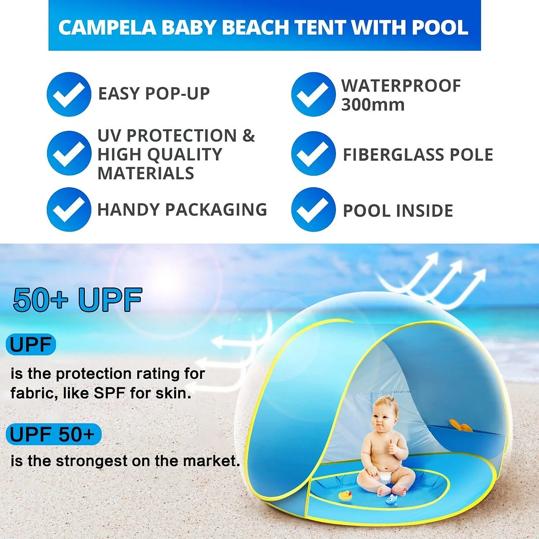 Baby Beach Shelter Tent with Folding Pool
