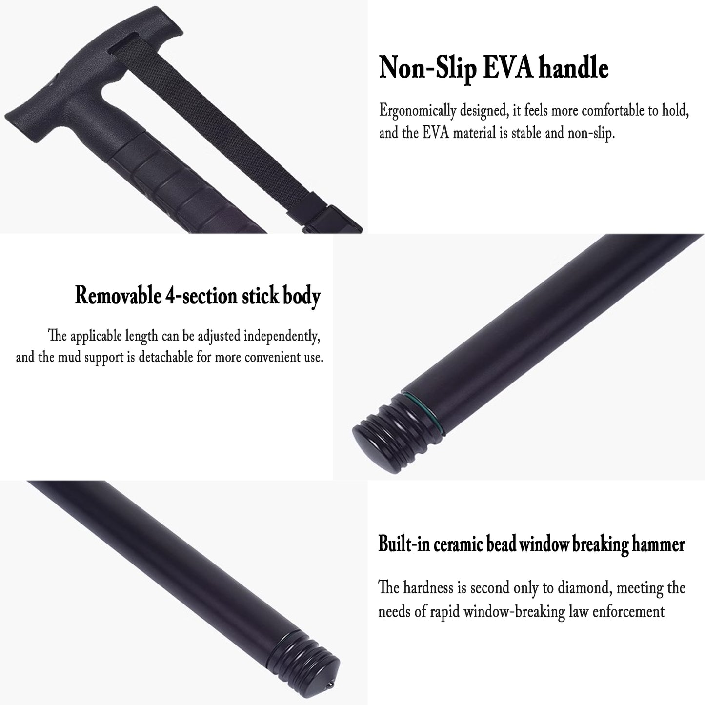 Telescopic trekking pole outdoor multifunctional retractable self-defense stick double lock trekking pole car window breaker