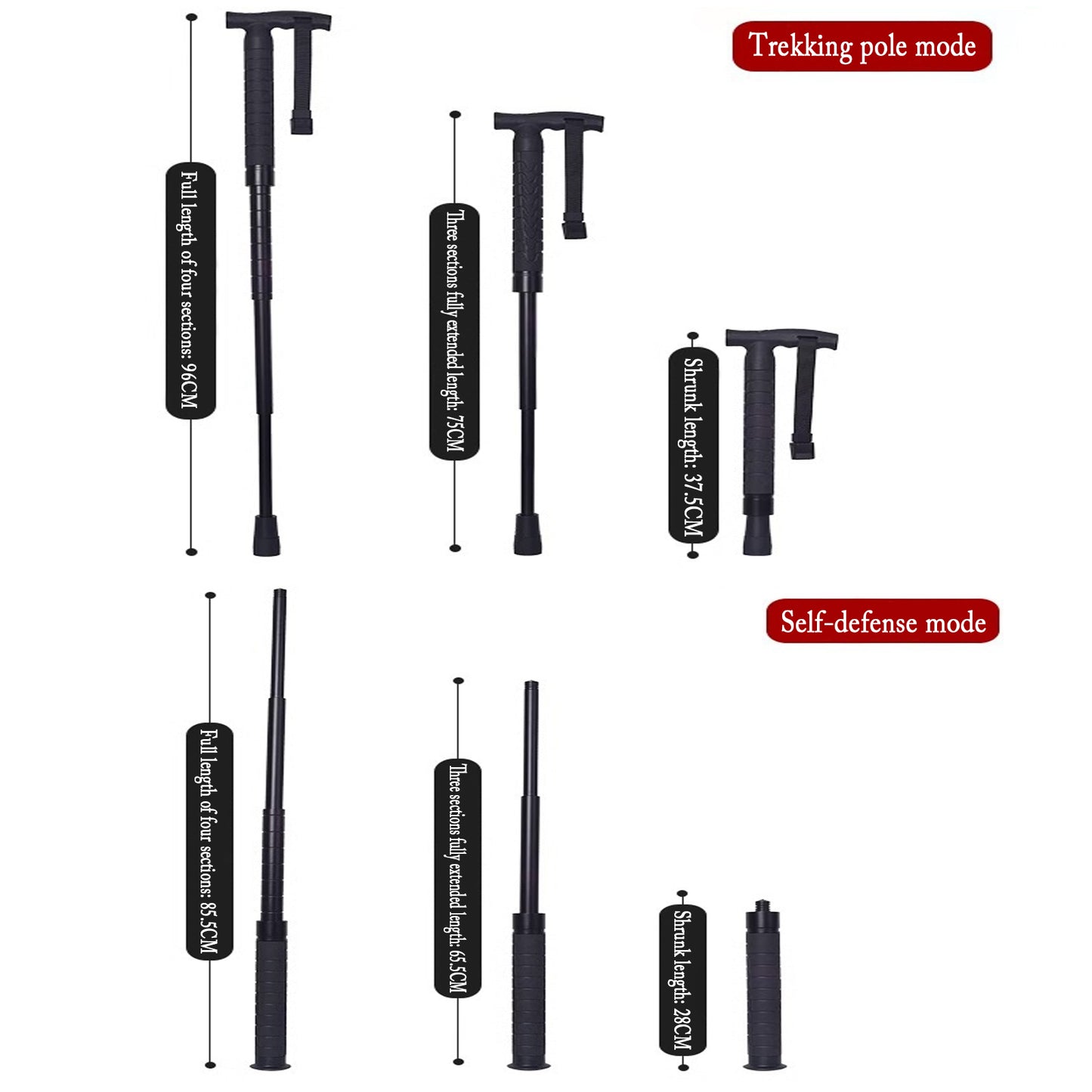 Telescopic trekking pole outdoor multifunctional retractable self-defense stick double lock trekking pole car window breaker