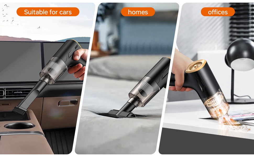 Car Vacuum Cleaner with Blower, Air Blower and Vacuum Cleaner 2 in 1, 48000RPM Powerful Suction Wireless Vacuum Cleaner, USB Rechargeable Handheld Vacuum Cleaner for Car, Washable HEPA Filter