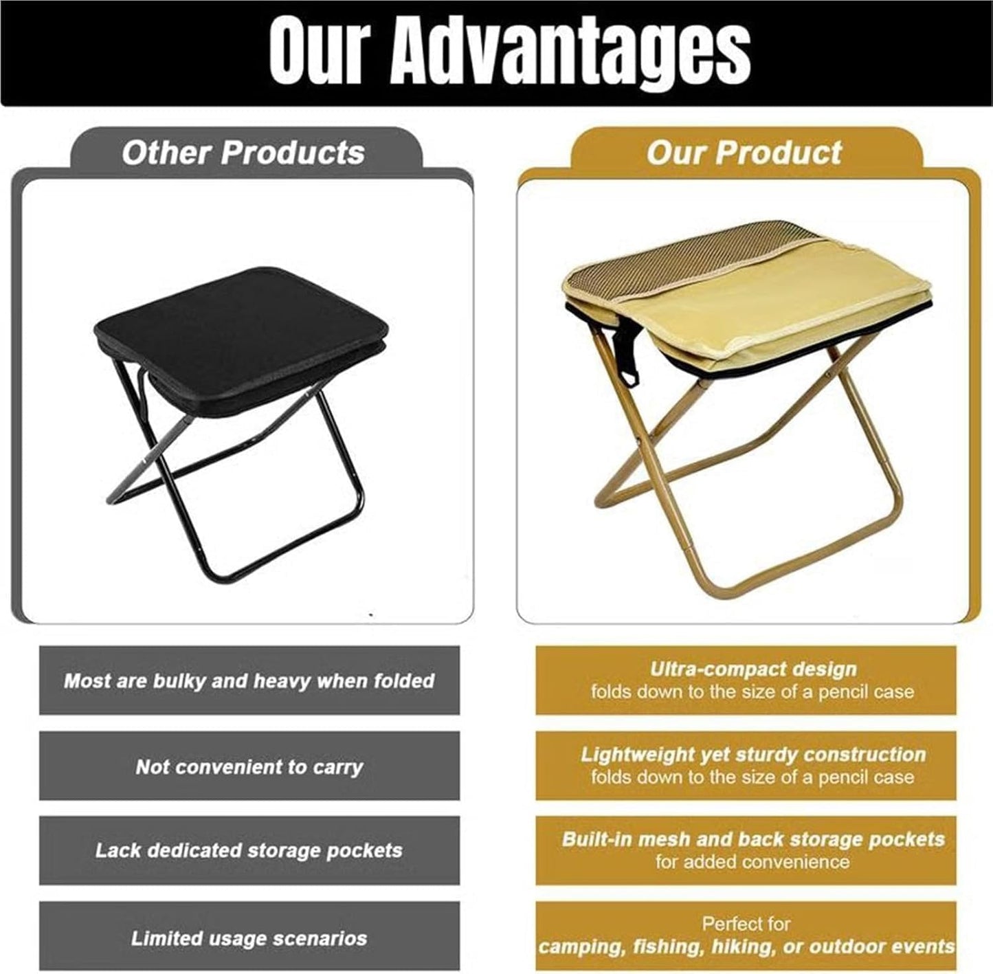 Folding Backpacking Stool Mini Folding Outdoor Camping Stool