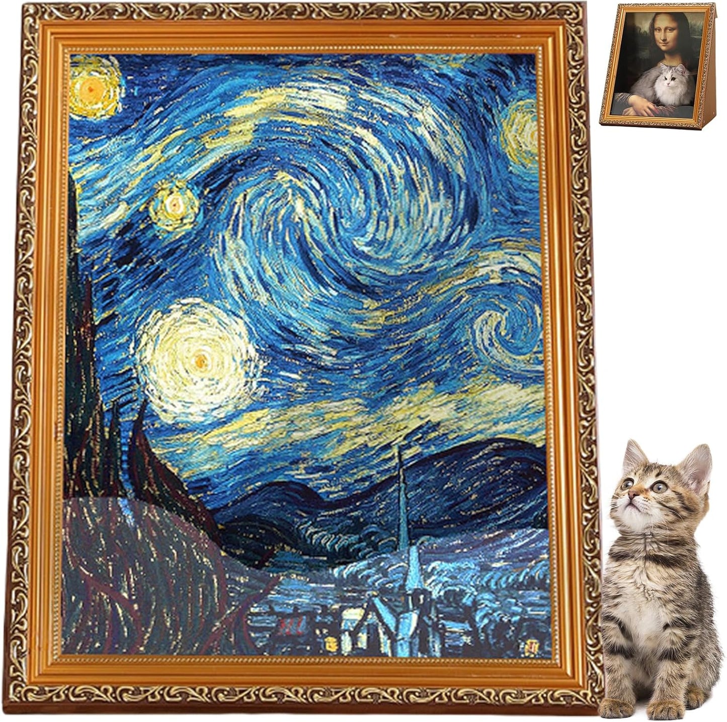 Art 3D Oil Painting with Armrest Front Panel Cat Scratching Post