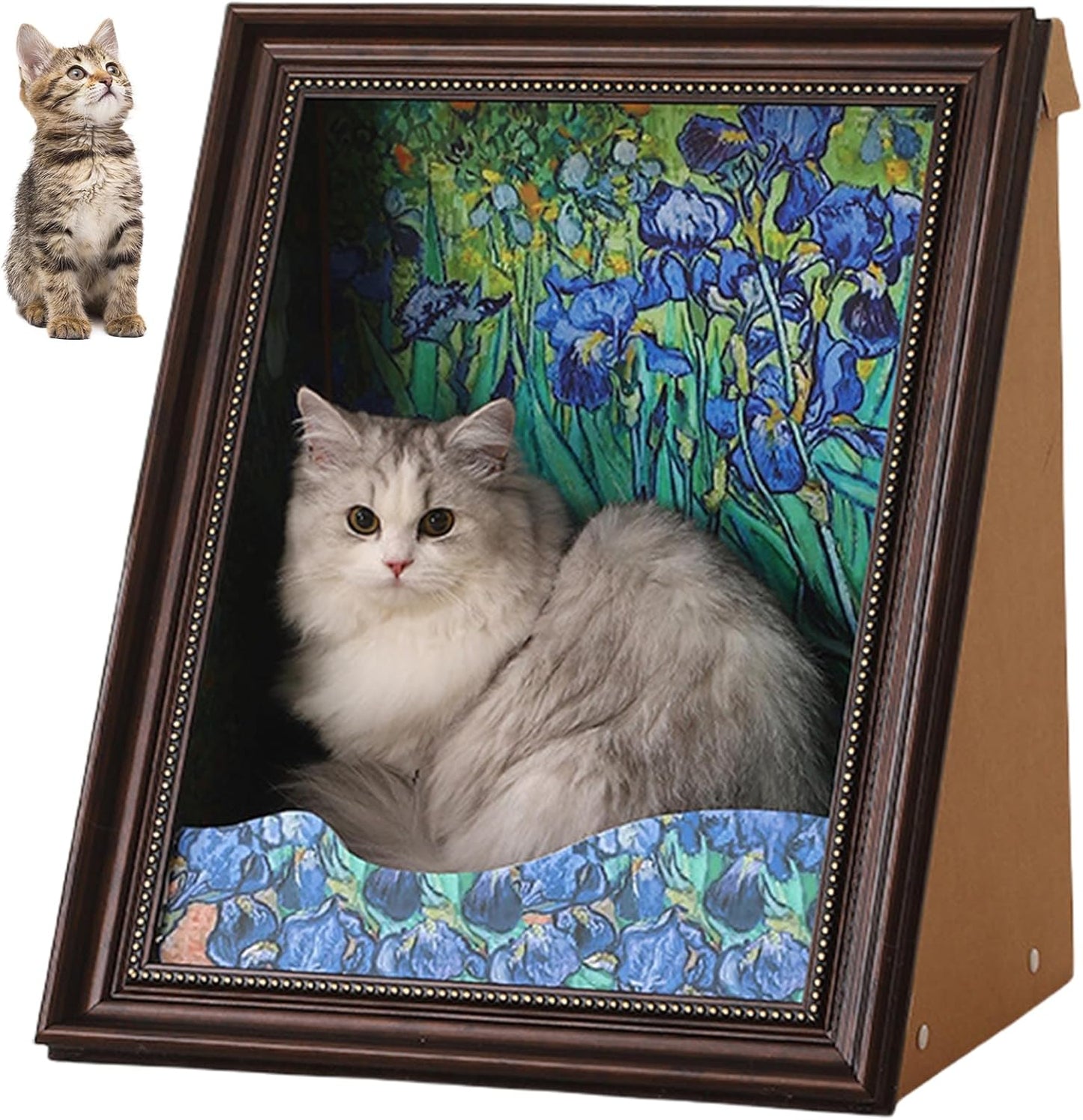 Art 3D Oil Painting with Armrest Front Panel Cat Scratching Post