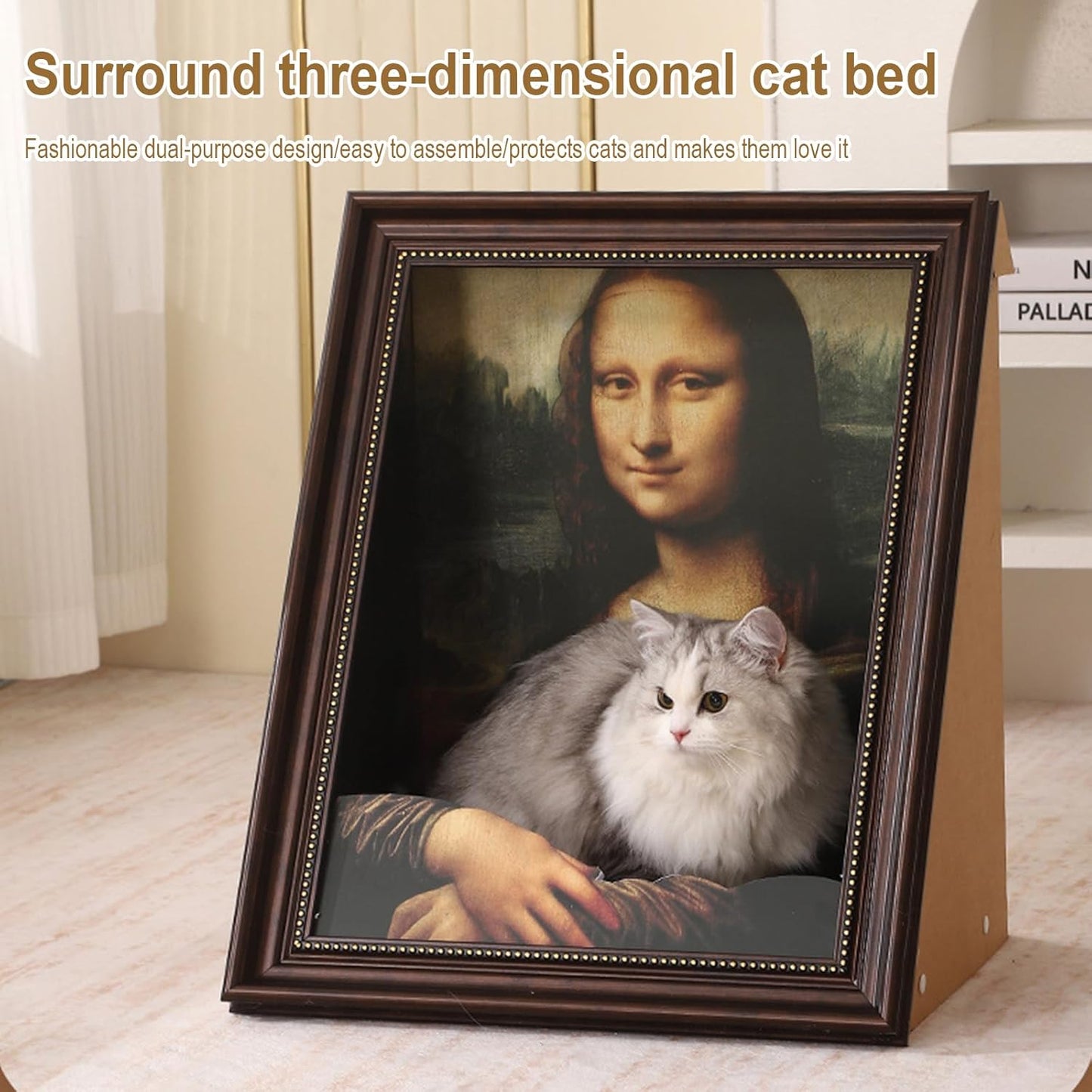 Art 3D Oil Painting with Armrest Front Panel Cat Scratching Post