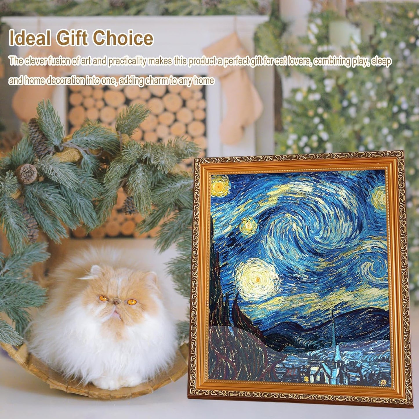 Art 3D Oil Painting with Armrest Front Panel Cat Scratching Post