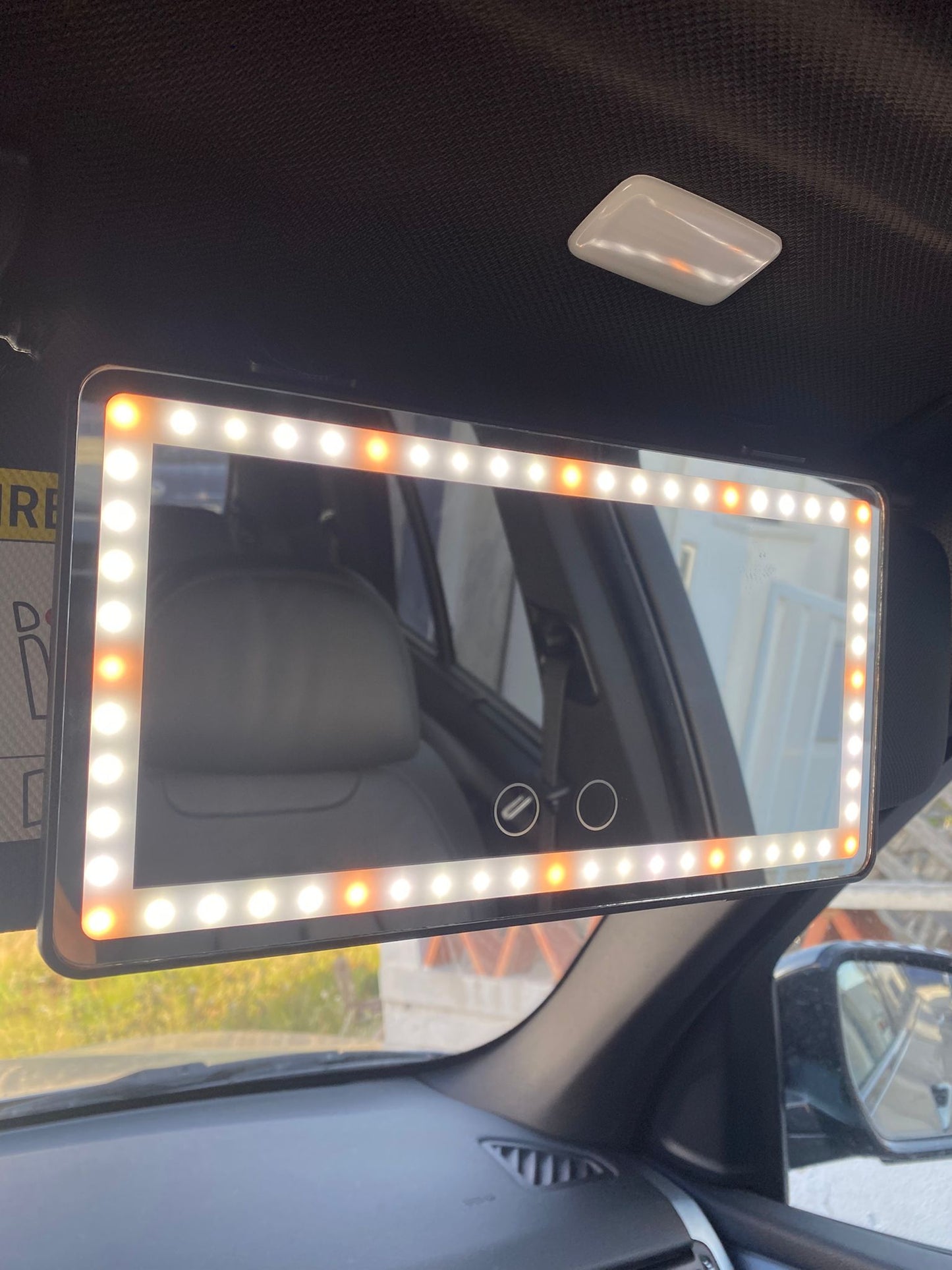 LED car makeup mirror with light touch
