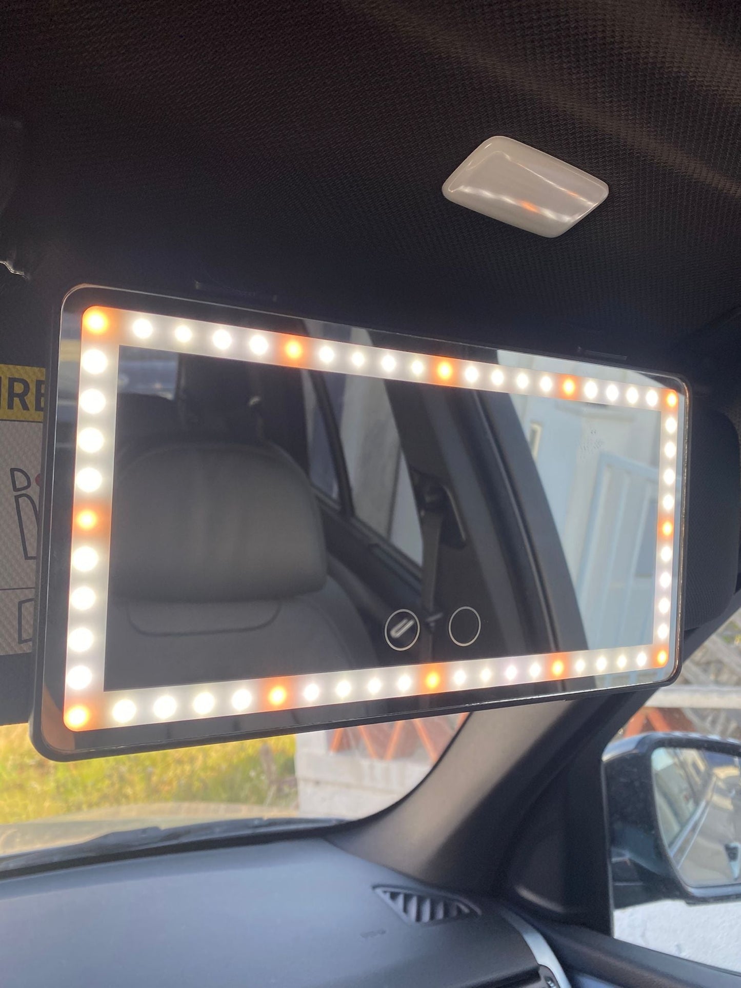 LED car makeup mirror with light touch