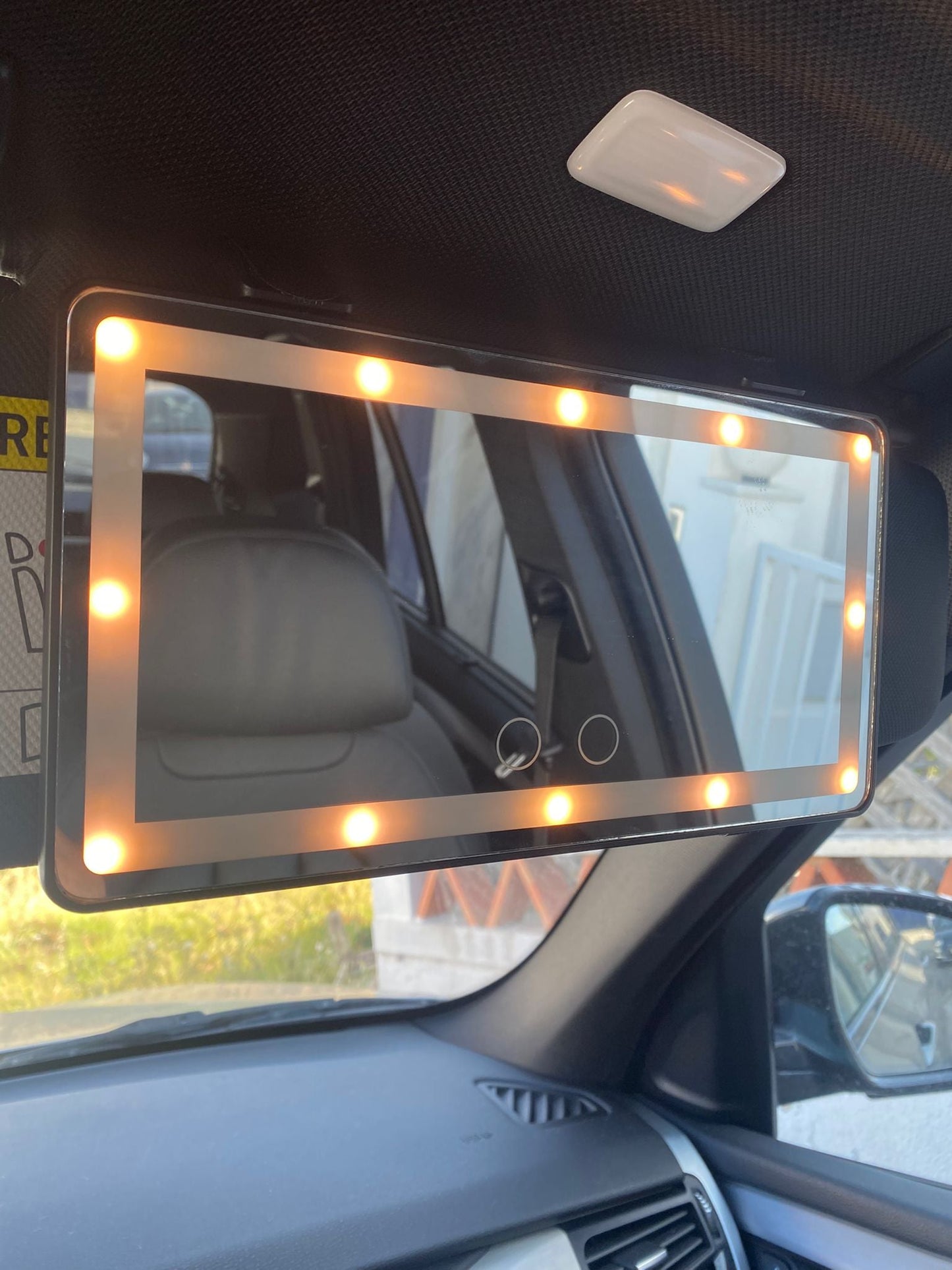 LED car makeup mirror with light touch