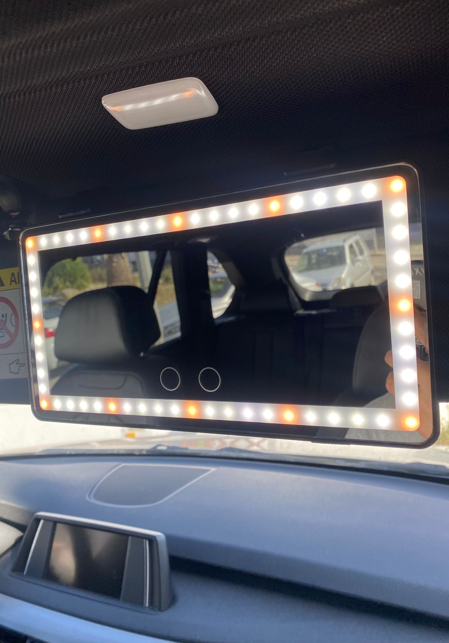 LED car makeup mirror with light touch