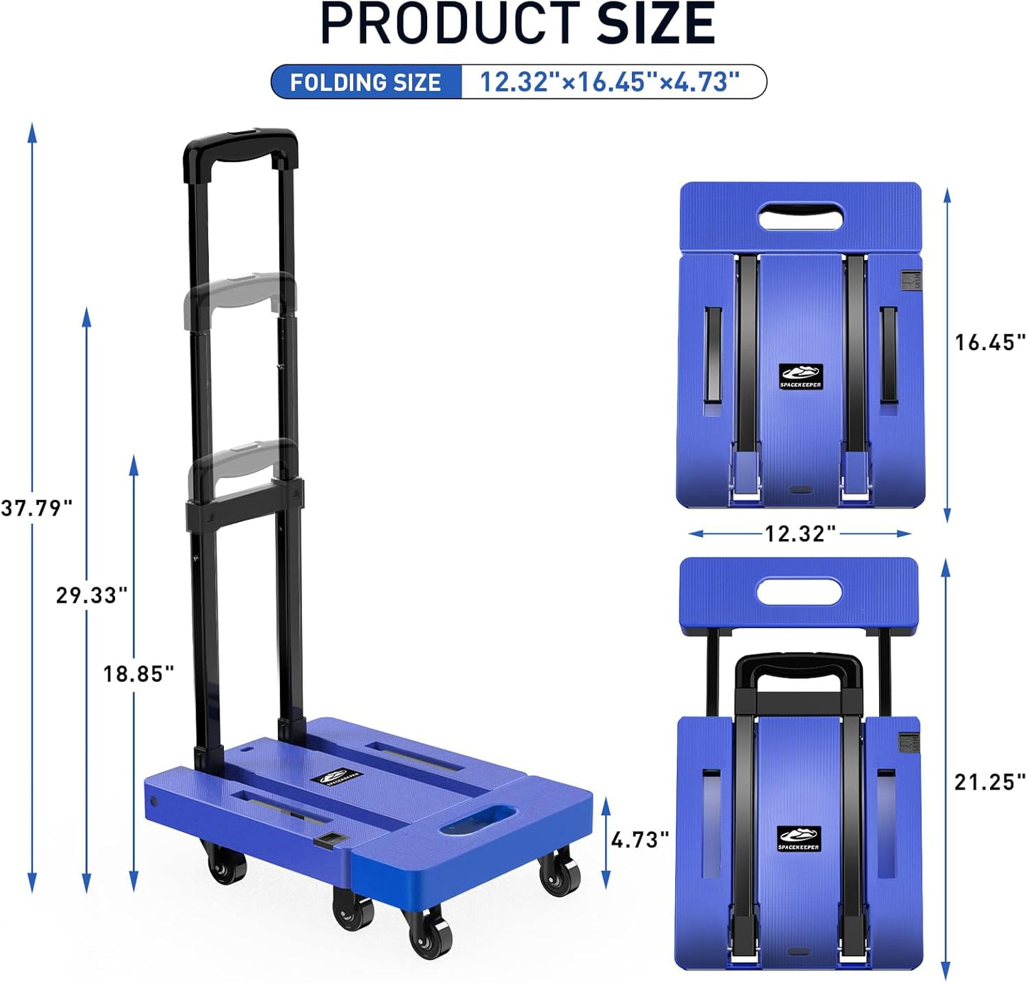 Folding Trolley, 500 lb Heavy Duty Luggage Trolley