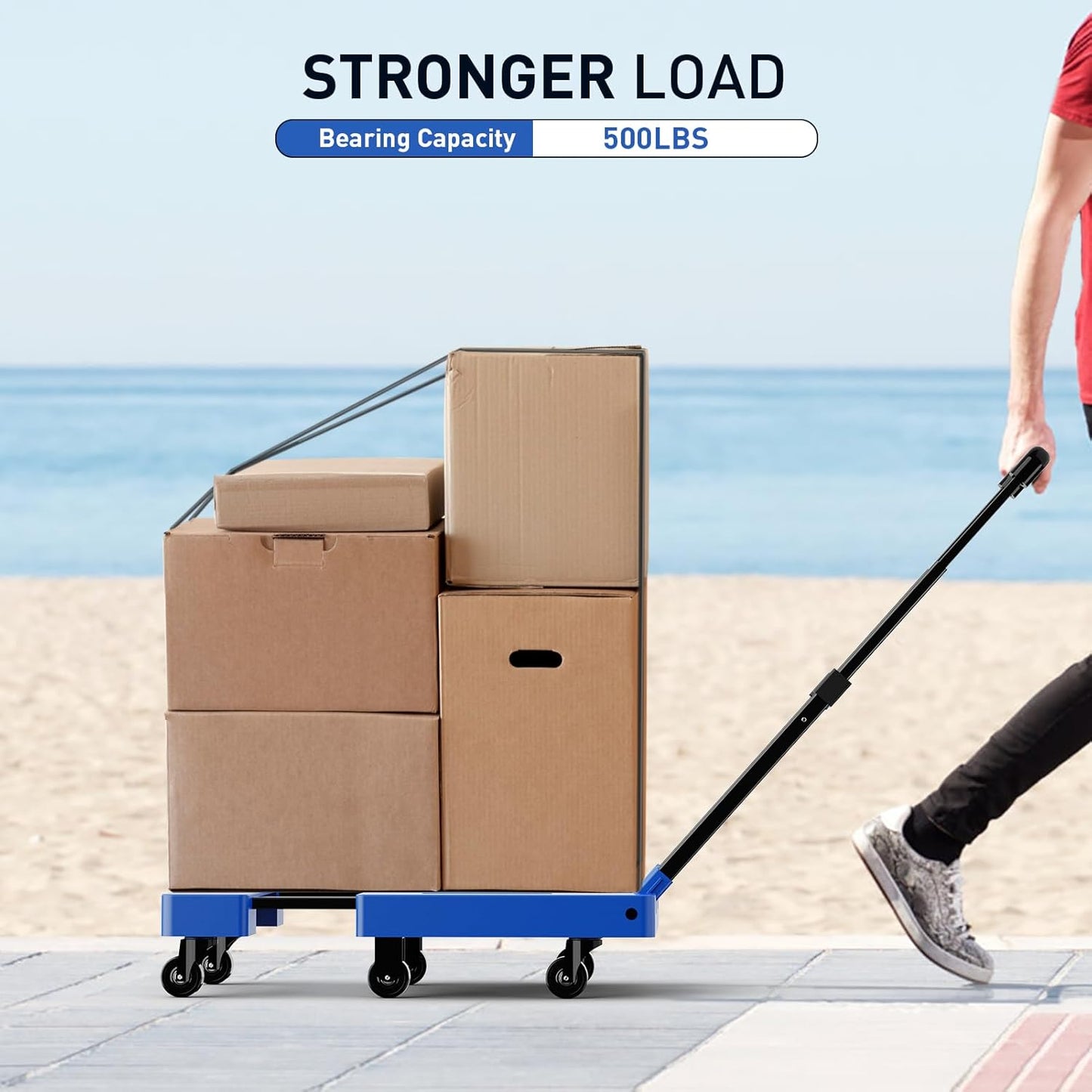 Folding Trolley, 500 lb Heavy Duty Luggage Trolley