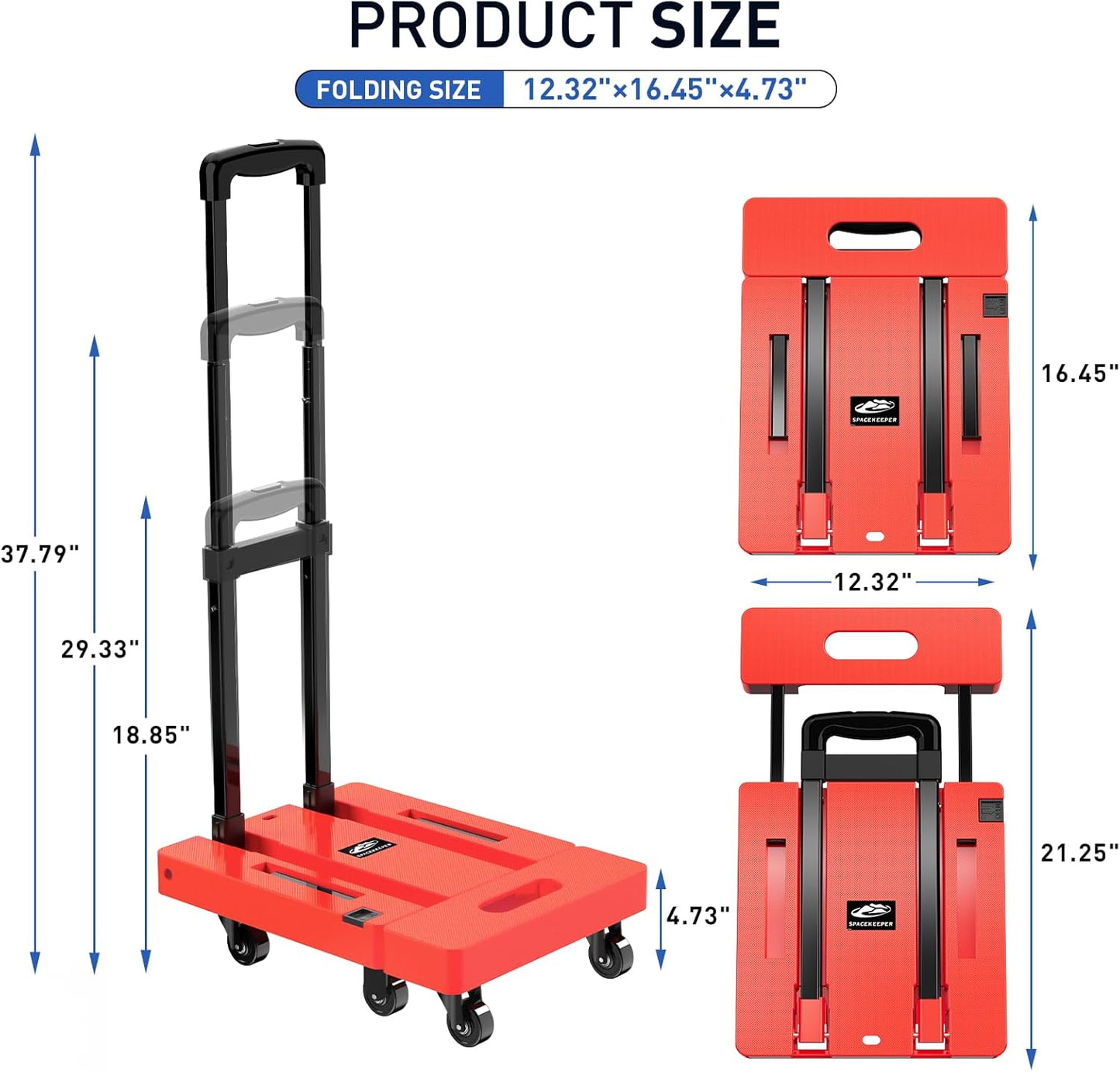 Folding Trolley, 500 lb Heavy Duty Luggage Trolley