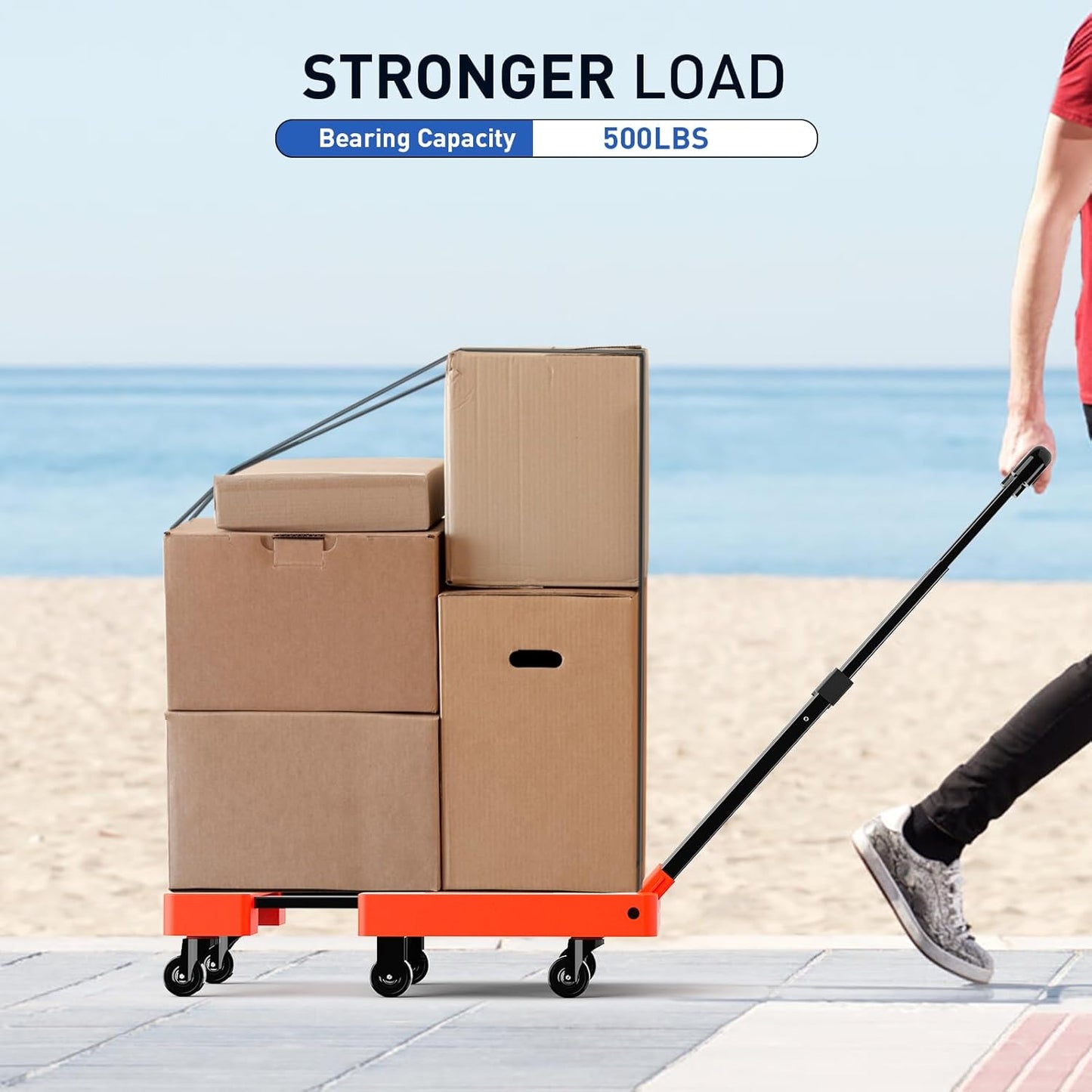 Folding Trolley, 500 lb Heavy Duty Luggage Trolley