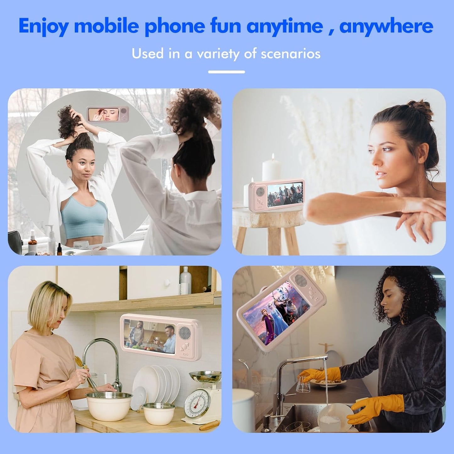 Shower Phone Holder with Wireless Bluetooth Speaker