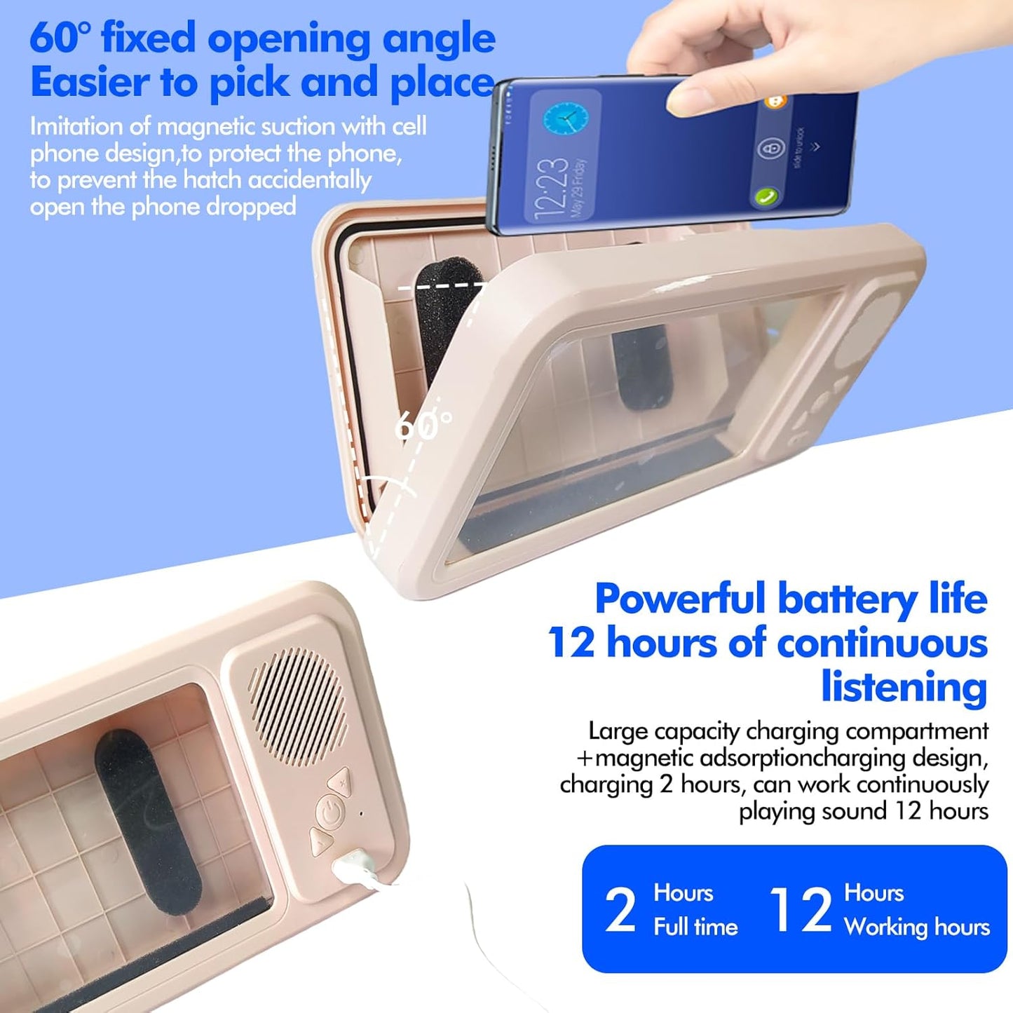 Shower Phone Holder with Wireless Bluetooth Speaker