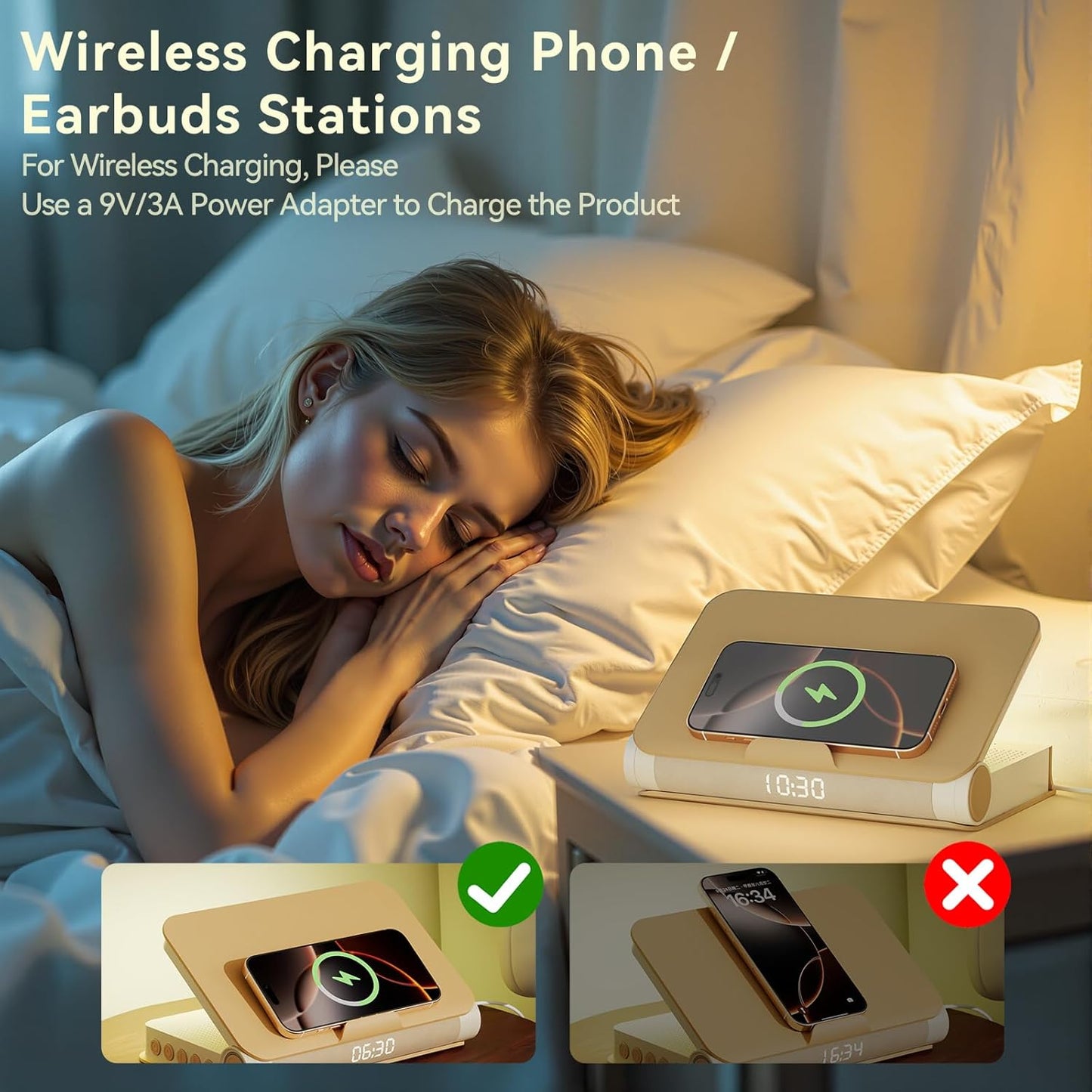 Reading Light Sunrise Alarm Clock Wireless Charging Bluetooth Speaker