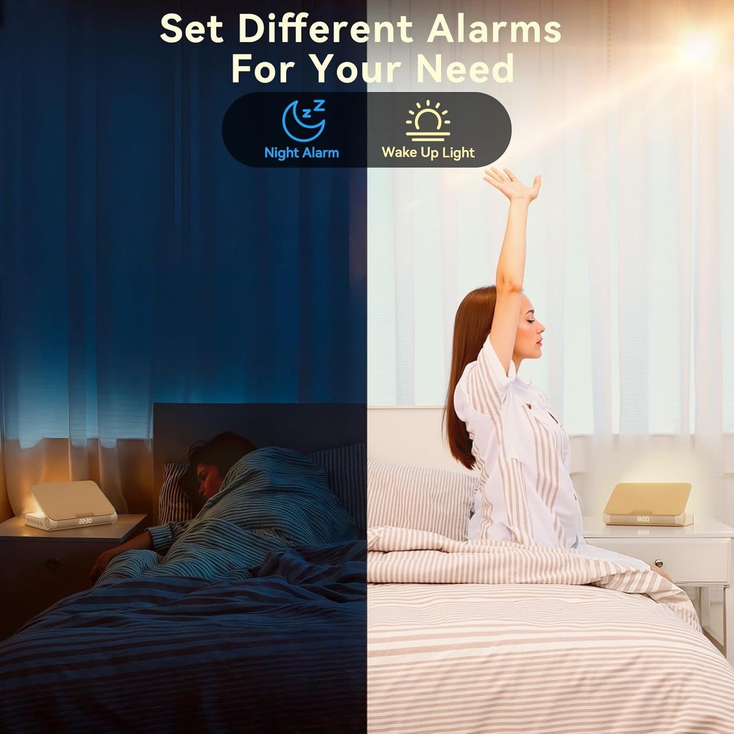 Reading Light Sunrise Alarm Clock Wireless Charging Bluetooth Speaker