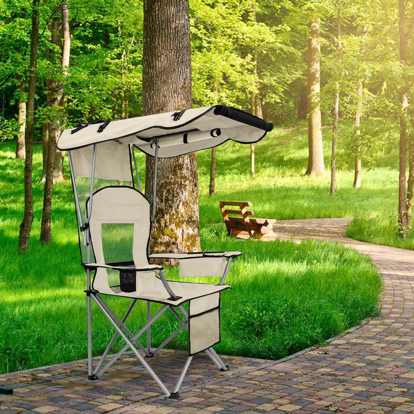 Awning camping chair portable folding beach chair