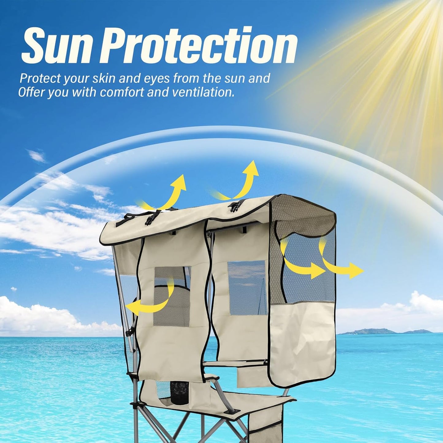 Awning camping chair portable folding beach chair