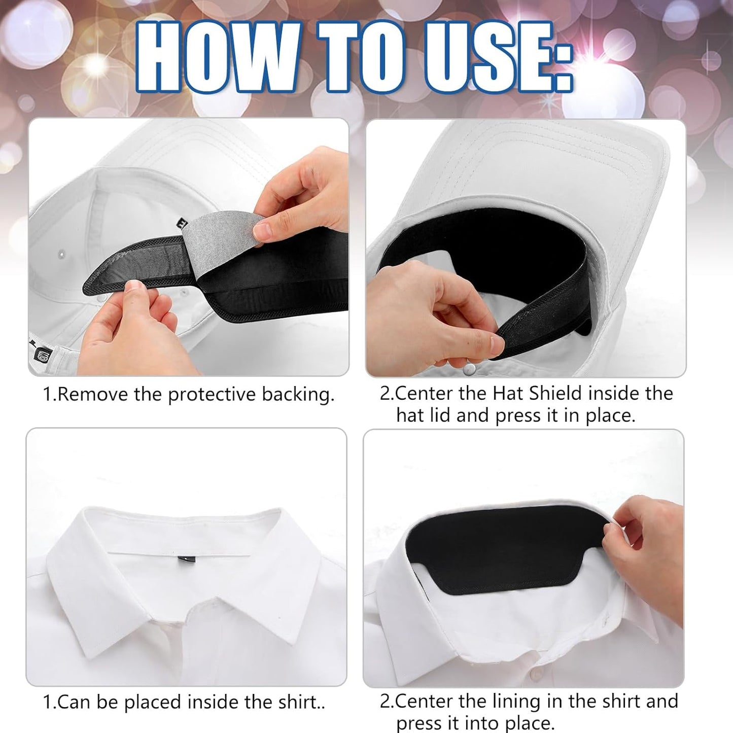 100 Pcs Hat Sweat Liner Shields Absorbing Pad Prevents Stains Protector Bands for Baseball Golf Cap Men Women
