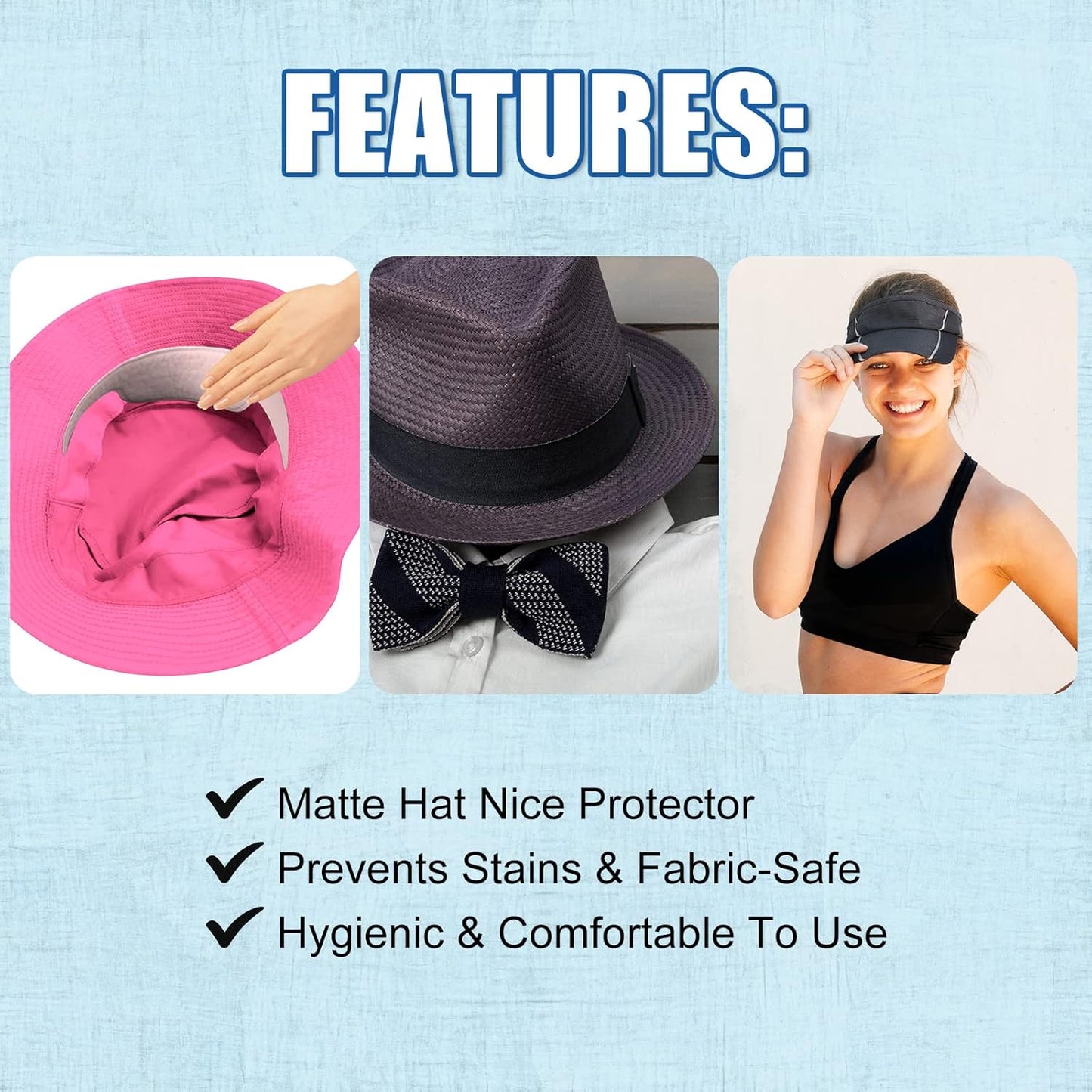 100 Pcs Hat Sweat Liner Shields Absorbing Pad Prevents Stains Protector Bands for Baseball Golf Cap Men Women