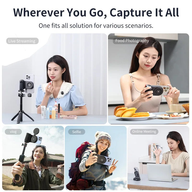 Magnetic Wireless Power Grip Mini Power Bank Grip for iPhone 16 15 14 13 Pro Pro Max Vertical&Horizontal Shooting