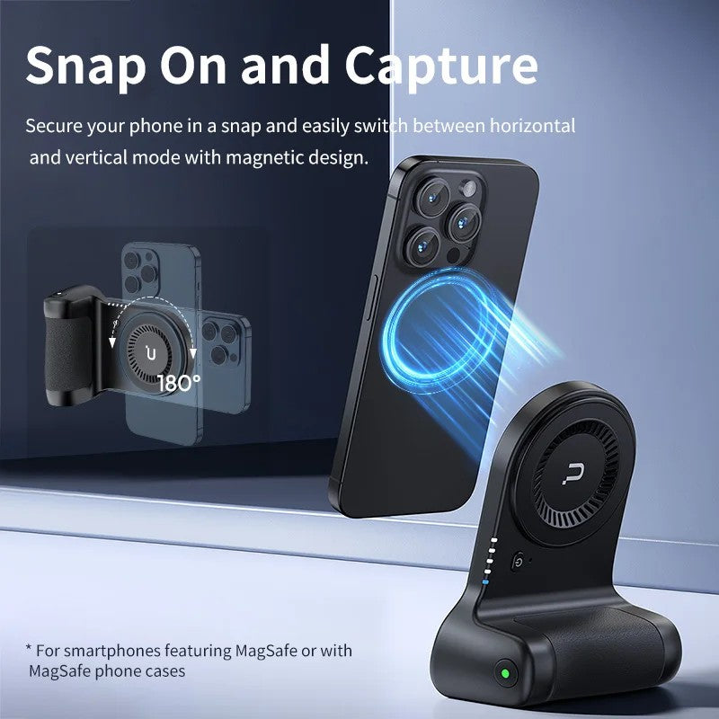 Magnetic Wireless Power Grip Mini Power Bank Grip for iPhone 16 15 14 13 Pro Pro Max Vertical&Horizontal Shooting