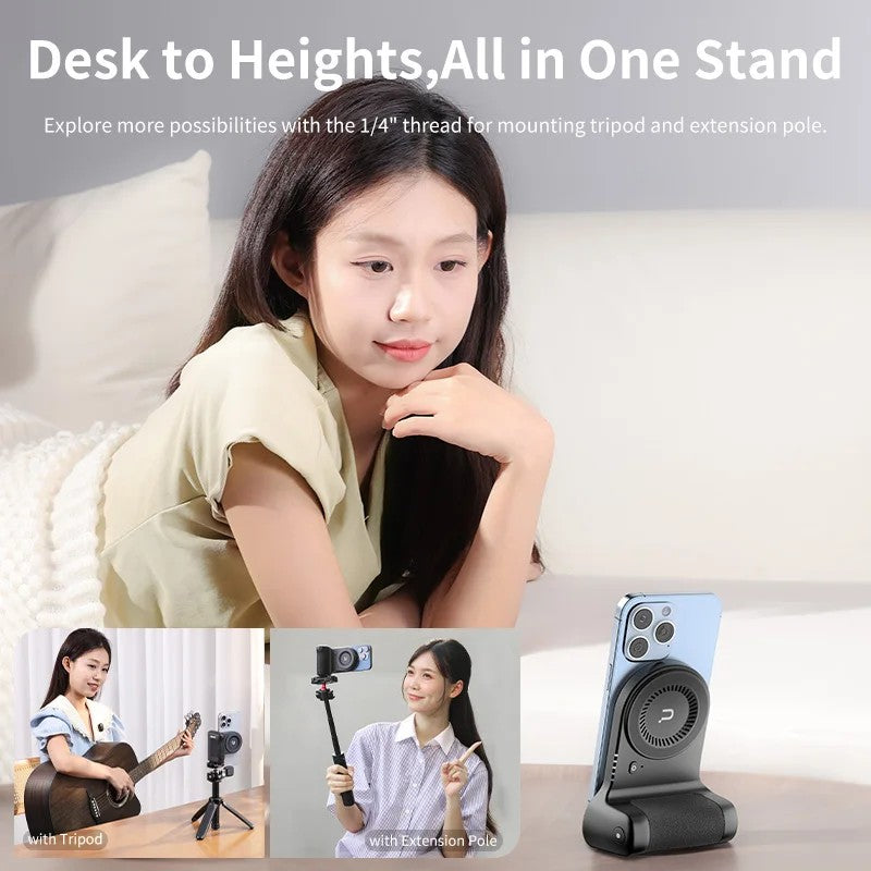 Magnetic Wireless Power Grip Mini Power Bank Grip for iPhone 16 15 14 13 Pro Pro Max Vertical&Horizontal Shooting