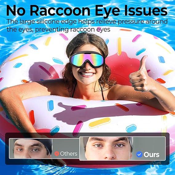 2 Pack Swim Goggles for Adults & Kids - Anti-Fog Full-Coverage, 3-Color UV Lens, Waterproof Earplugs & Nose Clip, Fit Outdoorfun