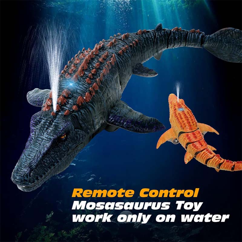 Mosasaurus Dinosaur Toys, Upgrade Remote Control Water Toy, Pool Toys for Kids Ages 4-8, RC Dino with Light and Spray