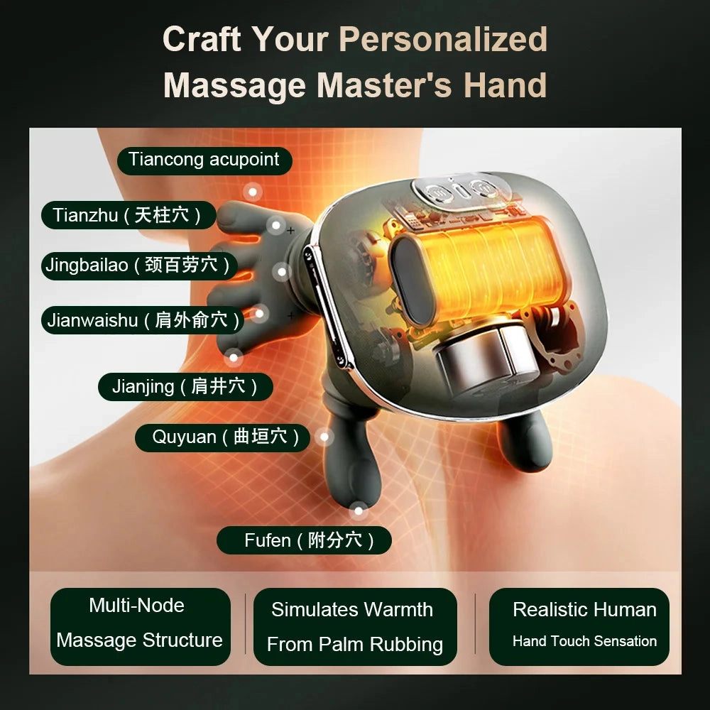 Neck Massager Red Light Hot Compress Cervical Spine Massager Shoulder Neck Shiatsu Kneading Trapezius Massage Relax Pain Relief