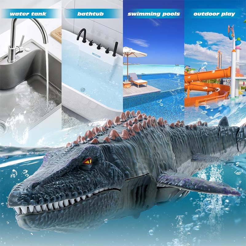 Mosasaurus Dinosaur Toys, Upgrade Remote Control Water Toy, Pool Toys for Kids Ages 4-8, RC Dino with Light and Spray