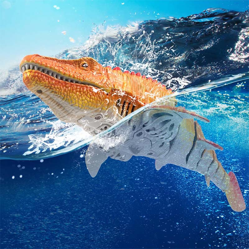 Mosasaurus Dinosaur Toys, Upgrade Remote Control Water Toy, Pool Toys for Kids Ages 4-8, RC Dino with Light and Spray