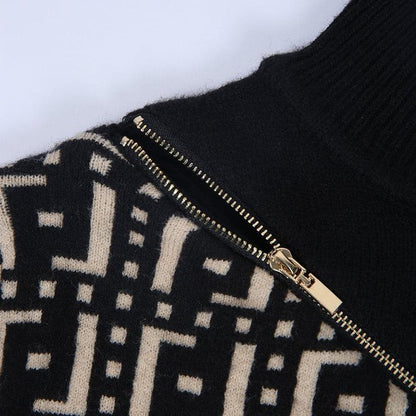 🔥Limited Time Offer 49% OFF🔥Hot Designer Print Zip Front Sweater