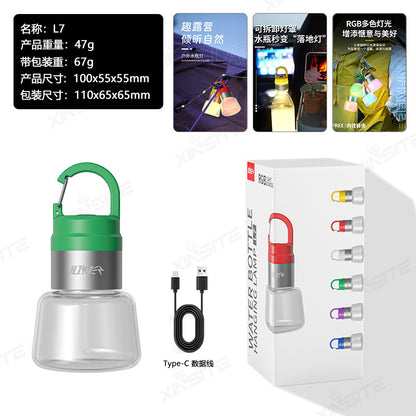 Detachable DIY streamer water bottle light outdoor camping light multi-function portable handbag LED lighting