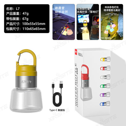 Detachable DIY streamer water bottle light outdoor camping light multi-function portable handbag LED lighting