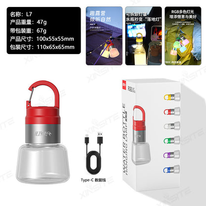 Detachable DIY streamer water bottle light outdoor camping light multi-function portable handbag LED lighting