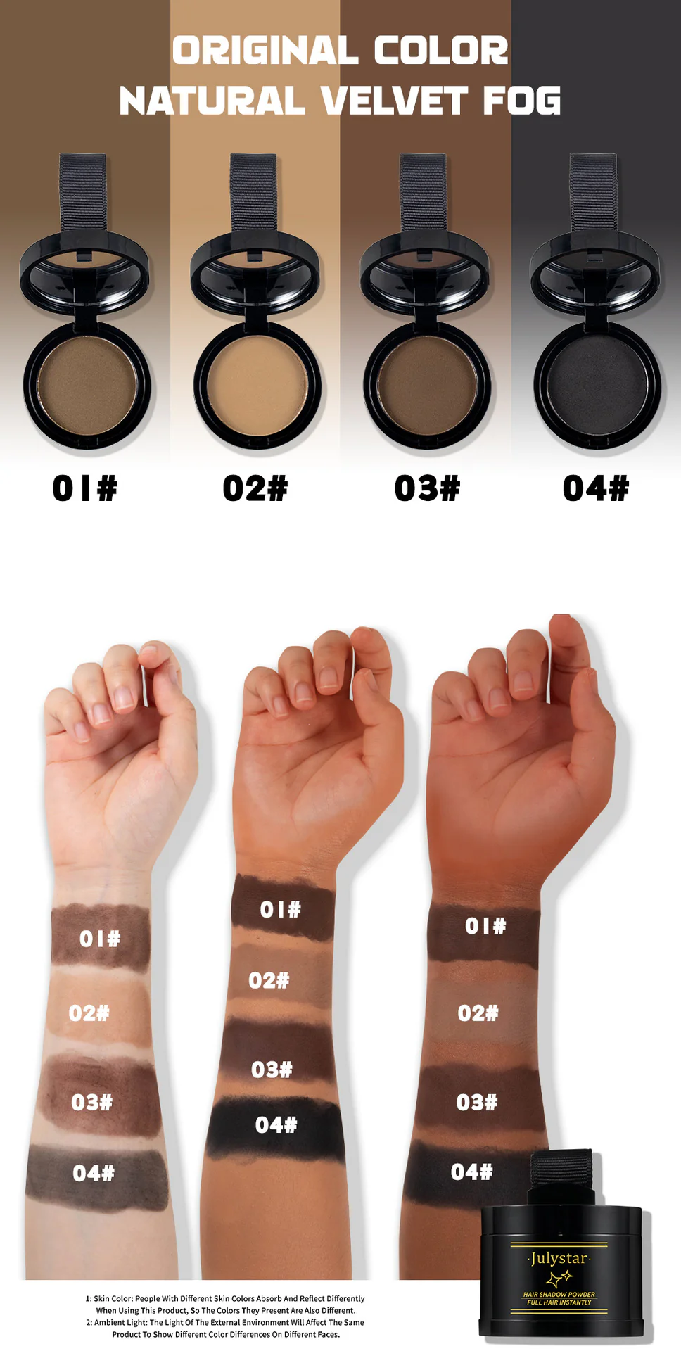 Fill nose shadow powder hairline forehead hair restoration side contour hairline powder